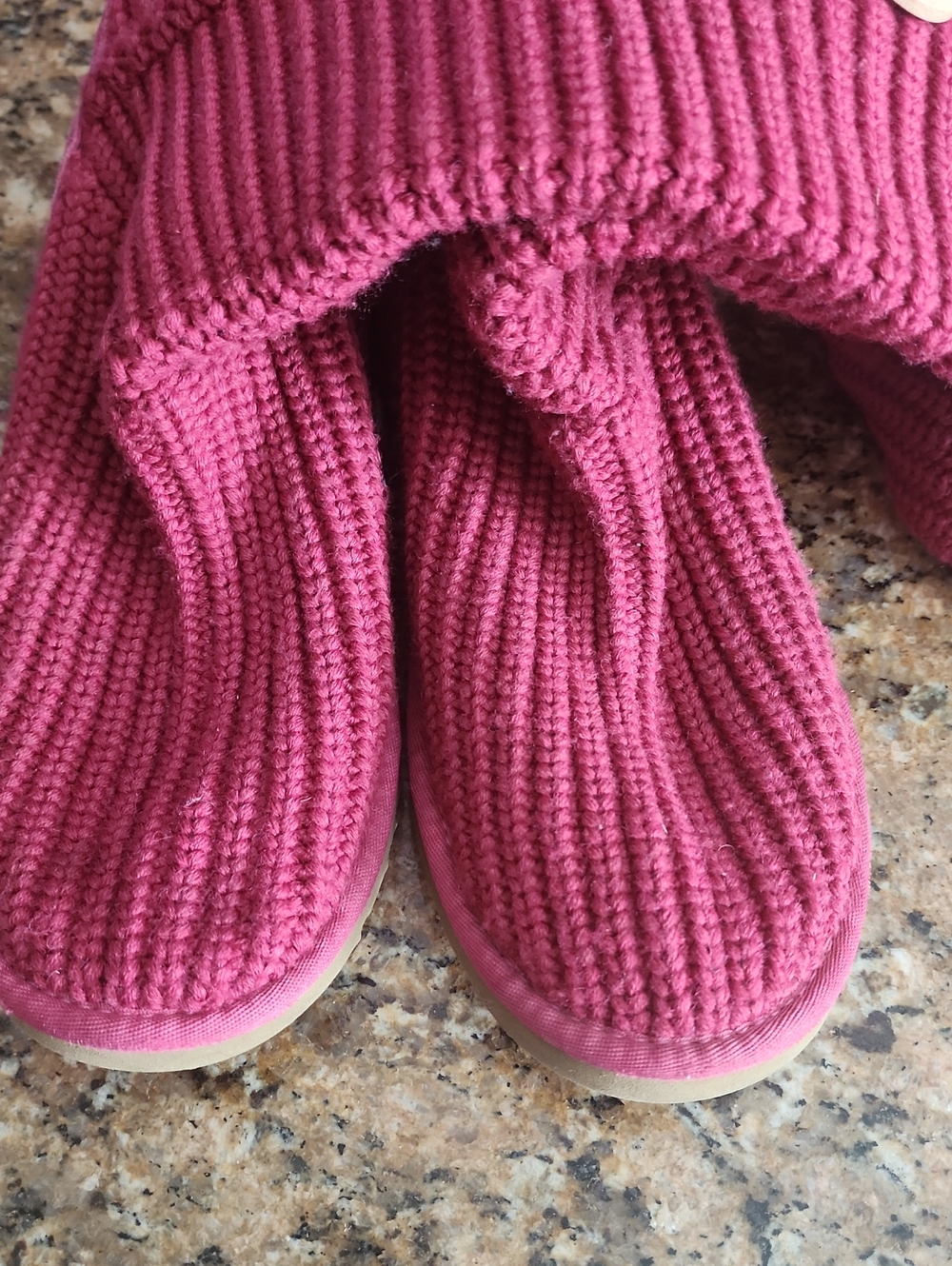 UGG Pink Knit Shearling Slipper Boots